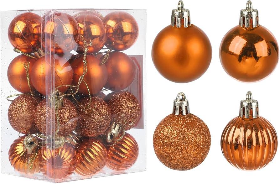 24Pcs Bronze 1.57 Inch Christmas Balls Ornaments Shatterproof Ornaments Hanging Balls for Xmas Trees, Wedding, Party Decorations