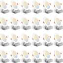 Amico 24 Pack 6 Inch 5CCT Ultra-Thin LED Recessed Ceiling Light with Junction Box, 1050LM Brightness, Dimmable Canless Wafer Downlight, 12W, ETL&FCC