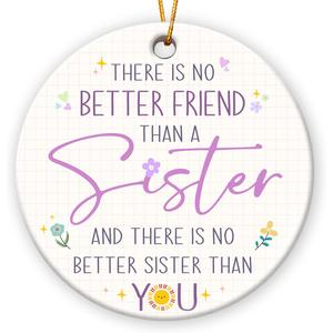 5 x Sister Ornament 2025, Appreciation Gifts for Sisters Bestie Sibling Soulsister, Thoughtful Sister Gifts from Sis Brother, Sisterhood Birthday Decor, Ceramic Ornaments for Christmas Tree