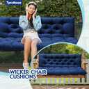 Porch Swing Cushions with Backrest, Replacement Swing Cushions Waterproof for Outdoor Patio Furniture, 2-3 Seater Outdoor Swing Bench Cushions Replacement with Ties (Navy, 60x40 Inches)