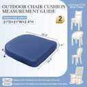 BPS 21 x 21 Inch Outdoor Chair Cushion Set of 2, Fade-Resistant and Water-Resistant Solution-Dyed Polyester Fabric Patio Chair Cushions with Straps for Outdoor/Indoor Dining Chairs,  21''W x 21''D, Blue, 2