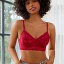 Avidlove Lace Bra Sexy Bralettes Womens Wireless Balconette Bras Half Cups Double-Layered Soft (XL)