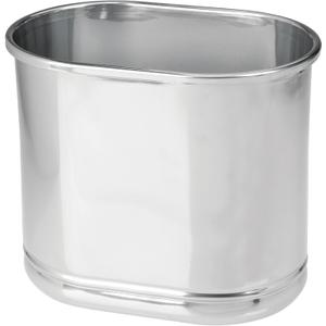 mDesign Small Metal Oval 2.5 Gallon Trash Can, Decorative Wastebasket, Garbage Trashcan DustBin for Bathroom, Bedroom, Bedroom, Kitchen, Office, Waste, Refuse, Recycling, Vivi Collection, Chrome