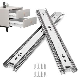 goldenwarm 5 Pair Metal Silver Drawer Slides 22 Inch, Side Mount Ball Bearing Full Extension Glides for Dresser, Tool Box, Trash Can, and Kitchen Cabinets, Heavy Duty 100 LB Capacity