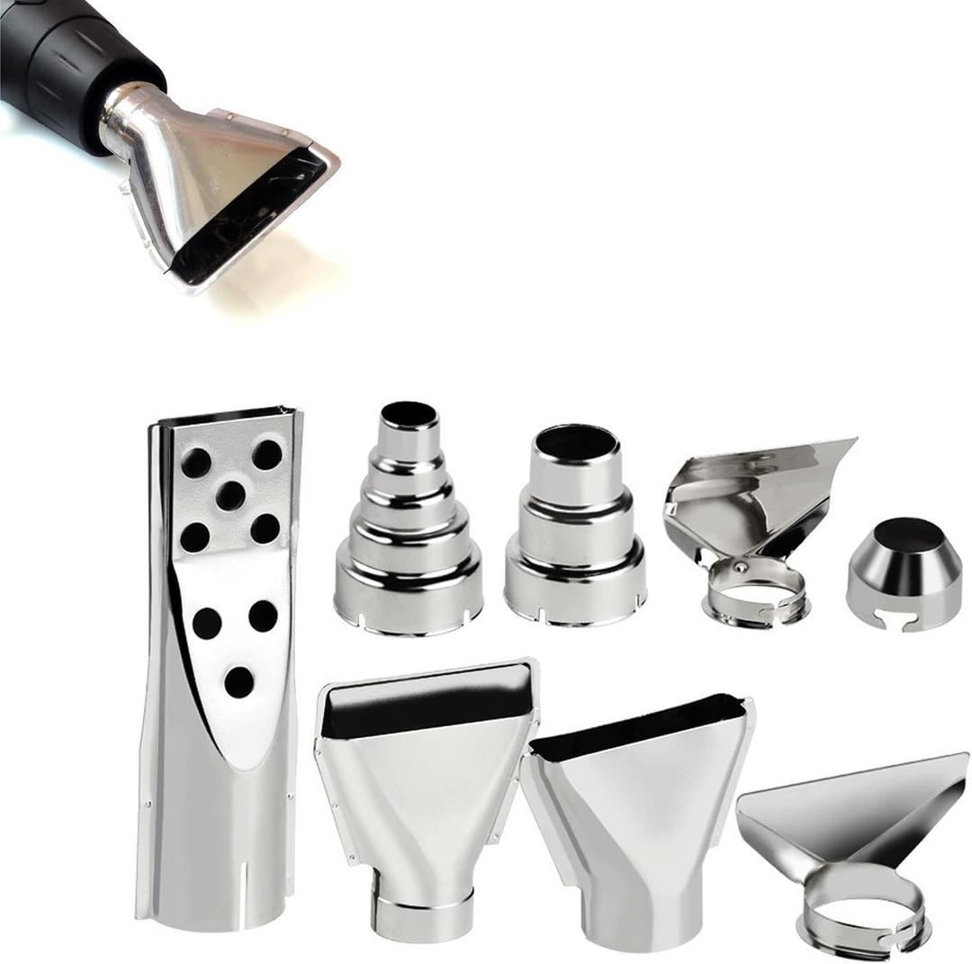 8 Pcs Heat Gun Nozzle Attachments, 35-42mm Stainless Steel Heat Gun Nozzles Kits Shrink Wrap Hot Air Gun Accessories Tools Kit (8 piece set)