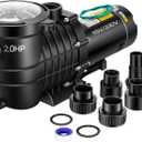 VIVOHOME 2.0HP Pool Pump - 115V/230V Self-Priming Motor - In-Ground/Above Ground - 6800GPH Energy Efficient - 1.5", 2", and 1.25"-1.5" Connectors w/Strainer Basket