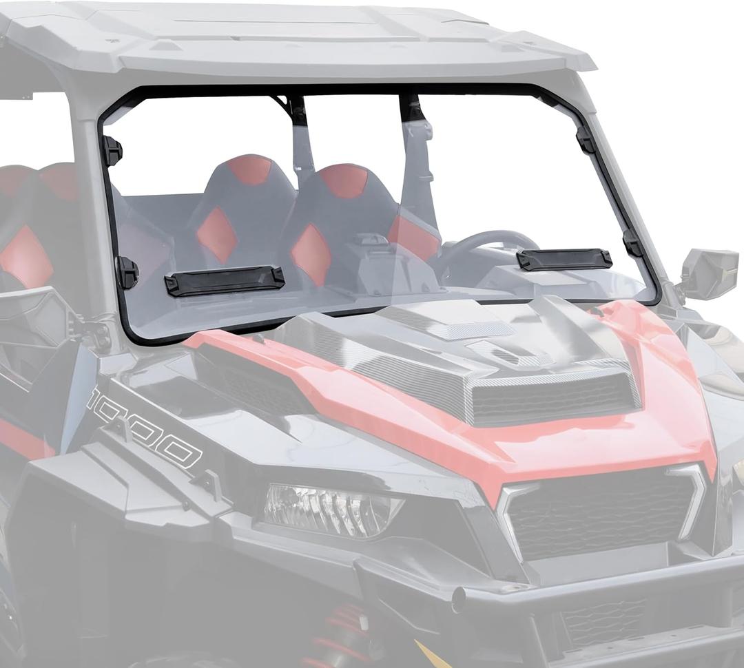 Front Full Windshield for Polaris General 1000 / 4 1000 /XP 1000 /XP 4 1000 2017-2025, Clear 1/5'' Polycarbonate Vented Scratch Resistant Windshcreen Accessories, Replace # 2884337