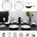 Melamine Plates Set of 4 12-Piece Serving Dinnerware for Indoor/Outdoor Use, Durable Dishwasher-Safe Plates,White and Black