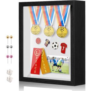 11x14 Shadow Box Display Case Picture Frame with Soft Linen Back, Large Deep Black Shadow Box 11x14 for Flowers Medal Display Case Jersey pet Graduation Memorabilia Baby Ltems Crafts Photos