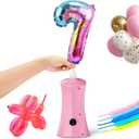 Balloon Pump Electric Balloon Pump Air Balloon Pump Balloon Blower Machine Portable Long Animal Blower Machine Blue/Orange/Pink/Purple Electric Balloon Pump Inflator for Party/Wedding/Birthday Decor