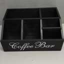 Coffee Station Organizer Pods Holder for Counter, Farmhouse Wood Coffee Bar Accessories and Tea Condiment Basket Storage Organizer Decor (Black)