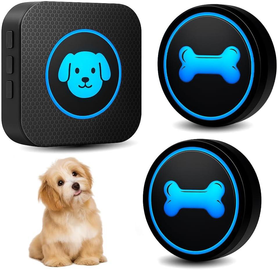 Dog Doorbell to Go Outside, Smart Wireless Doggie Doorbell for Potty Training,1000 Feet Long Range with IP65 Waterproof Super-Light Touch Button, 60 Melodies & Adjustable Volume (2 Button)