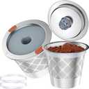 Reusable k Cup Coffee Filters,Universal stainless steel Refillable k Cups Filter Use for K 2.0 and 1.0 Coffee Makers-Brewers (2)