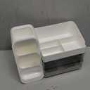 Large Capacity Makeup Organizer Countertop with Makeup Brush Holder for Vanity, Thickened Material, Bathroom Countertop Organizer Skin Care Perfumes Storage, Teen Girl Gifts for 13-25 Year (White)