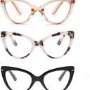 Oversized Cat Eye Reading Glasses for Women Fashion Cute Blue Light Blocking Computer Readers(3-Pair,+2.50)