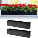 LaLaGreen Wall Planters (36 Inch, 2 Pack) Carbon Steel Black Metal Hanging Flower Pot for Succulents, Wall Mount Rectangular Long Window Sill Box Balcony Fence Floating Garden Shelf for Outdoor Decor