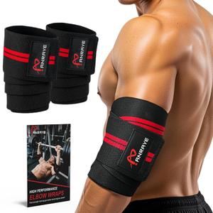 Anraye Elbow Wraps for Weightlifting - 47" Adjustable Compression Straps & Brace for Joint Support (1 Pair), Elbow Wraps Weight Lifting Men Women for Bench Press Powerlifting and Fitness Training