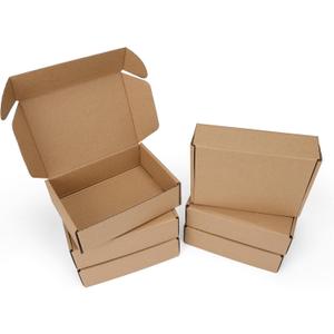 PHAREGE 7x5x2 inch Shipping Boxes 6 Pack Brown, Tab Lock Tuck Top Mailer Boxes for Packaging Small Business, Small Cardboard Gift Boxes for Wrapping Mailing Present
