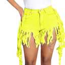Women's Denim Shorts High Waisted Summer Trendy Stretchy Tassels Frayed Raw Hem Short Jeans Clubwear Sexy Hot Shorts, Medium 