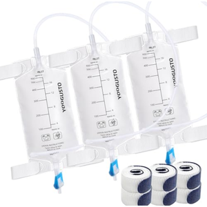 2 Pack Nephrostomy Bags 600ml with Soft 24 Inch Tube, Urine Drainage Bag Portable Fluid with Twist Valve and Adjustable Leg Straps