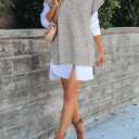 Viottiset Women's Oversized V Neck Knit Sweater Vest Tunic Sleeveless Pullover Top (S)