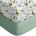 Yoofoss Pack and Play Sheets Fitted, Mini Crib Sheets 2-Pack for Pack N Play Mattress, Stretchy Playard Sheet, Soft and Breathable Green+Giraff