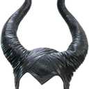 Uranshin Halloween Maleficent Horns Maleficent Costume, Black Long Women Horns Queen Hat, Deluxe Magic Witch Headpiece Headdress for Women Adults
