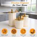 BigKing 3 Piece Plastic Canister Set for the Kitchen Counter - Sugar and Flour Containers with Airtight Lids for Countertops, Coffee and Tea Storage, Farmhouse Decor (Flat Lid)