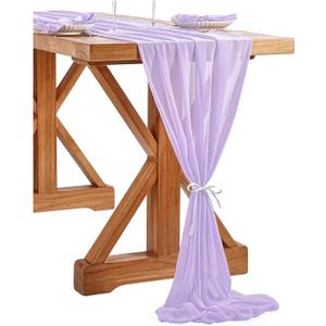 Light Purple 27 x 120 inches Long Soft Table Runner for Wedding Chiffon Table Runners Rectangle and Round Table Decorations for Birthday Parties