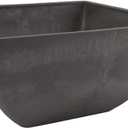 PSW Pot Collection 12x6 inch Plastic/Stone/Wood Composite Square Planter No Drainage Hole (Drillable), Modern Indoor/Outer Pot for Flowers, Foliage, Succulents, Fairy Gardens, Dark Charcoal, 12 by 12 by 6-Inches