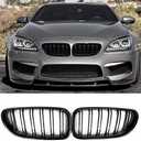 Front Grille, Kidney Grill Replacement for BMW 2012-2017 6 Series F06 F12 F13 (ABS, Gloss Black)