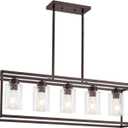 5 Light Oil Rubbed Bronze Dining Room Light Fixture Modern Farmhouse Chandelier Over Table Rectangle Kitchen Island Pendant Lighting Linear Chandelier Living Room Hanging Light Adjustable Height