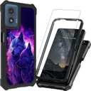 for Motorola Moto G 5G 2024 Case/Moto G Play 5G 2024 Case with Screen Protector Dual Layer Structure Protection Corner TPU Bumper Phone Cover,Blue Purple Wolf