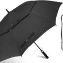 Gonex 54/62/68/72/80 Inch Extra Large Golf Umbrella, Automatic Open Travel Rain Umbrella with Windproof Water Resistant Double Canopy, Oversize Vented Umbrellas for 2-3 Men and UV Protection, Multiple Colors (Black)