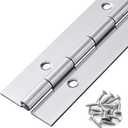 Heavy Duty Piano Hinge 48 Inch x 1.5 Inch Stainless Steel Continuous & Piano Hinges with Holes, 48" Continuous Hinges for Cabinet, Door, DIY Wood Boxes, 0.060" Leaf Thickness, 1.5" Open Width