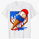 Baseball Dripping American Flag Sports Men Boys 4th of July T-Shirt, M Girl