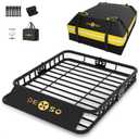 46" x 36" Universal Roof Rack Basket, 200 Lbs Capacity Rooftop Cargo Carrier Basket with 15 Cubic Feet (44" x 34" x 17") Waterproof Luggage Bag, for Suvs, Trucks, Vehiclesor Suvs, Trucks, Vehicles