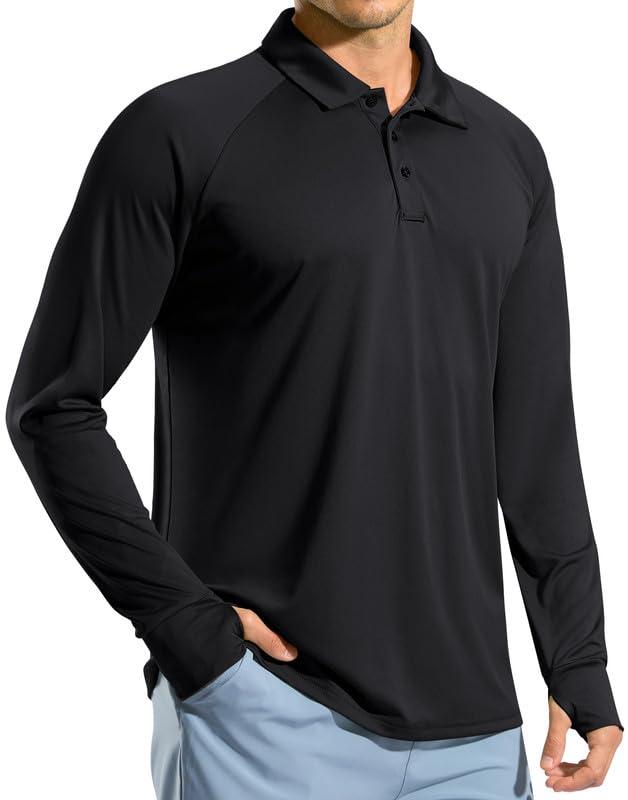 Pudolla Men's Long Sleeve Golf Polo Shirt UPF 50+ Lightweight Sun Protection Cool SPF Quick Dry UV Shirts for Men Hiking Outdoor(Purple,M)