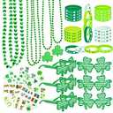 Labrostar Random Pcs St. Patricks Day Party Favors Set Shamrock Glasses Necklaces Bracelets Tattoos St. Patrick's Day Accessories Decorations Supplies