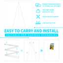 MXG Portable Folding Metal White Display Easel Stand for Sign, Painting & Poster, 66" Height Adjustable Acrylic Sign Holder with 4 Clips for Wedding, Office, Art Exhibition & Classroom