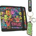 Fortnite Wallet and Keychain Set for Boys, Teens with Coin Purse, Key Ring, Card Holder, Bill Compartment, Cool Travel Wallet, Gamer Gifts for Boys (Black)