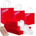 qiqee 100PCS Gift Bag with Handles Bulk Red Paper Bags Assorted Sizes(33pcs Large 13",33pcs Medium 11",34pcs Small 8")