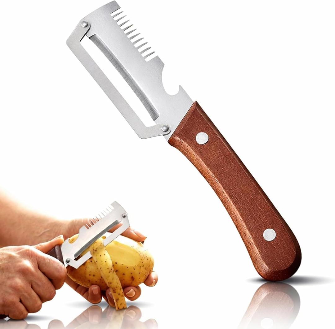 2 x Kitchen multifunctional vegetable peeler 3 in 1, ultra-sharp stainless steel blade, suitable for peeling fruits and vegetables, with bottle opener, (1PCS)