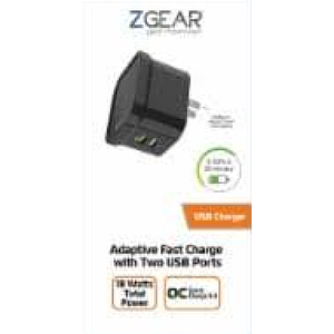 ZGEAR Adaptive Fast Charge With Two USB Ports USB Charger - 18 Watts