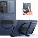 SURITCH for Samsung Galaxy S23 Ultra Case with 360 Rotatable Hand Strap Phone Grip & Invisible Kickstand & Slide Camera Cover, Rugged Shockproof Protective Cover for S23 Ultra -Dark Blue