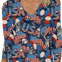 American Flag Shirts Women Veterans Day USA T Shirt Long Sleeve Patriotic Proud Memorial Christmas V Neck Tops (M)