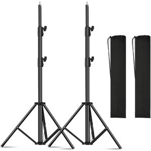 2pack Heavy Duty Light Stand 9.2ft / 110" Aluminum Spring Cushioned Tripod Lighting Stands Max Loading:10KG Adjustable 94cm-280cm with Carry Bag for Photography Softboxes Umbrella Studio Shooting