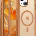 Magnetic for iPhone 14 Case, [Compatible with MagSafe][Military Grade Drop Protection][Heavy Duty Protection][Non-Slip][Shockproof] 2-Layer Durable Bumper Phone Case 6.1', Brown