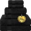 Cotton Paradise Black 6 Piece Towel Set, 100% Cotton Turkish Towels for Bathroom, 2 Bath Towels 2 Hand Towels 2 Washcloths Soft Fluffy Bathroom Towels