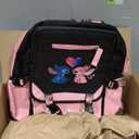 Stitch School Backpack Cute Daypack Rainbow Bookbag Pink Schoolbag Kid Backpack For Gifts (Stitch-2), Medium